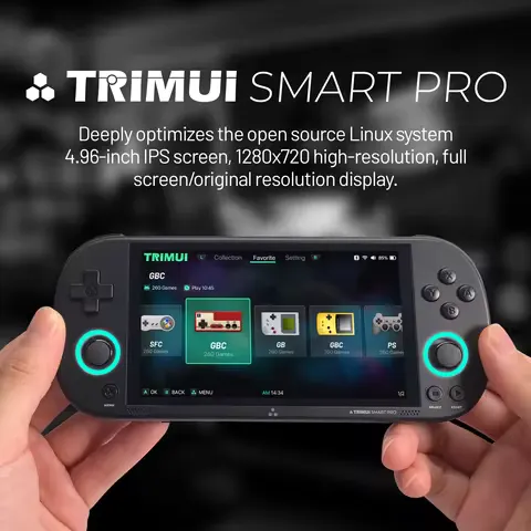 Video Game Consoles Handheld Portable AMPOWN Trimui Smart Pro Consoles 4.96'' IPS Screen Handheld Game Players Linux System Emulator Portable Console Retro Video Game