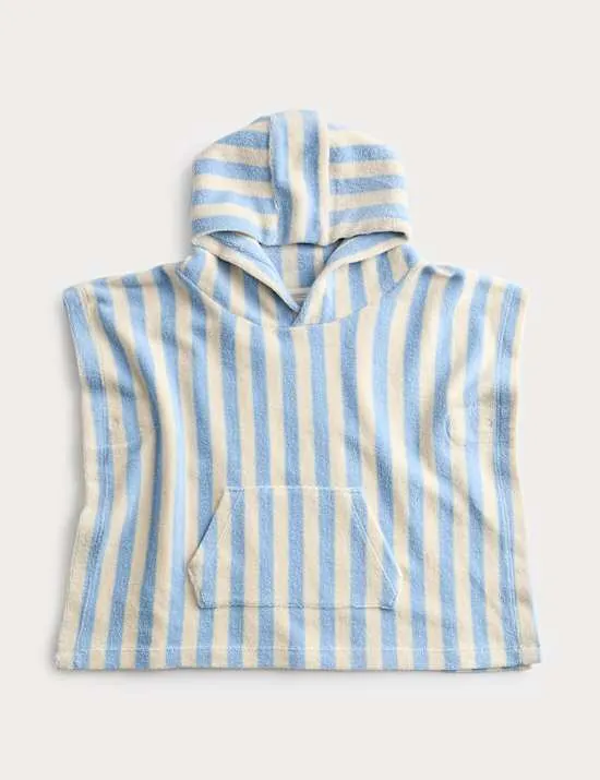 Pure Cotton Towelling Striped Poncho (0-3 Yrs)