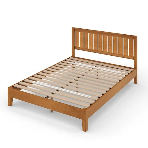 Alexis Deluxe Queen Wood Platform Bed Frame with Headboard