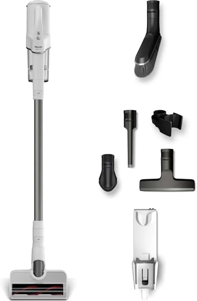 Miele Duoflex Extra Vacuum Cleaner, Cordless and Bagless Multi-Use, Multi-Floor Flexible Stick Vacuum with 2 Attachable Brushes, in Brilliant White / Space Grey