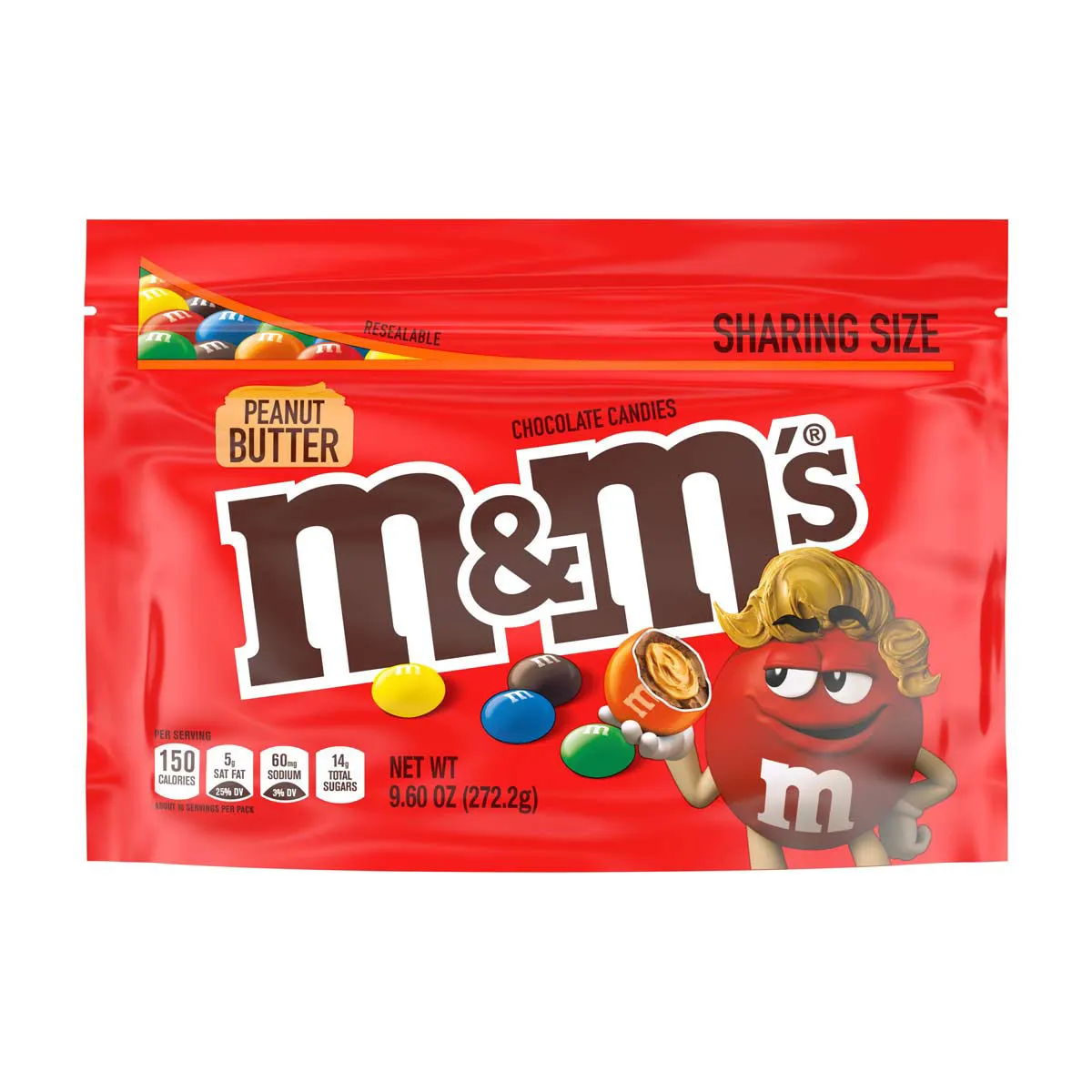 M&M'S Peanut Butter Milk Chocolate Candy, Sharing Size, 9.6 oz