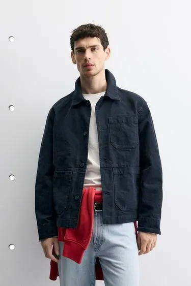 RELAXED FIT WASHED CANVAS OVERSHIRT