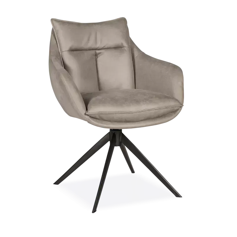 Armstoel Kenzo - vast - microleder Oxx Clay - pocketvering - poot zwart