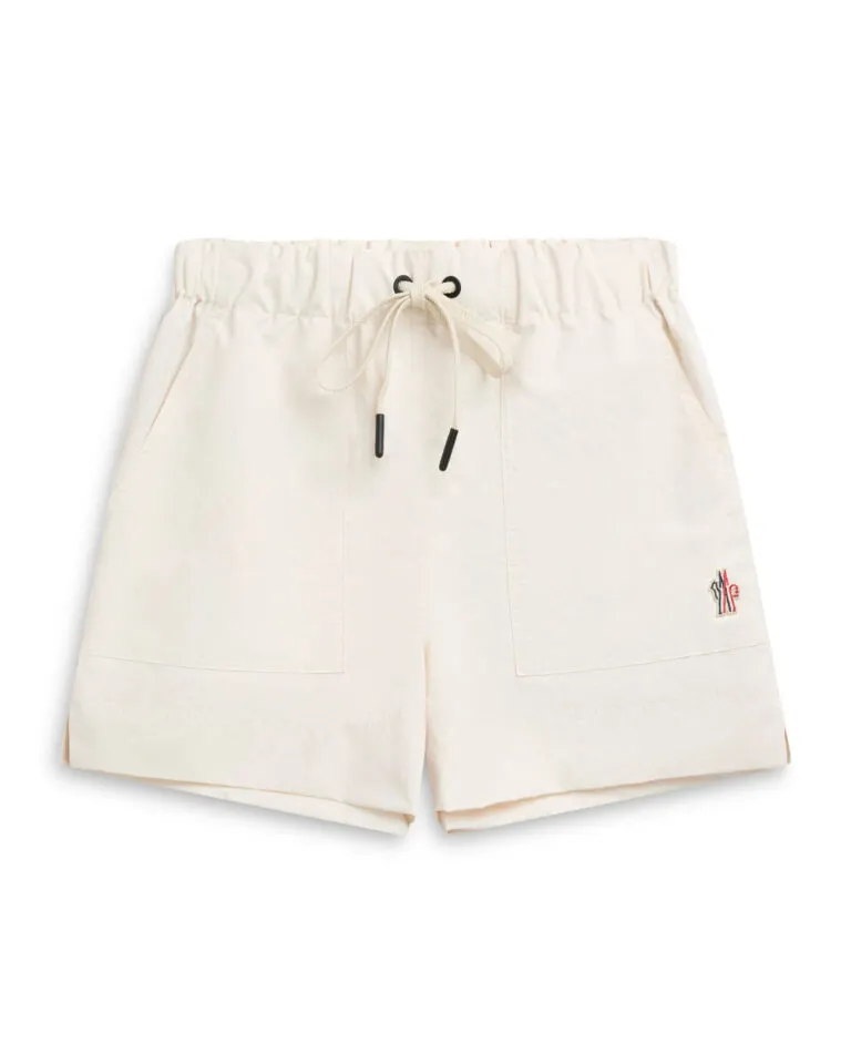 Logo Patch Drawstring Shorts - Beige