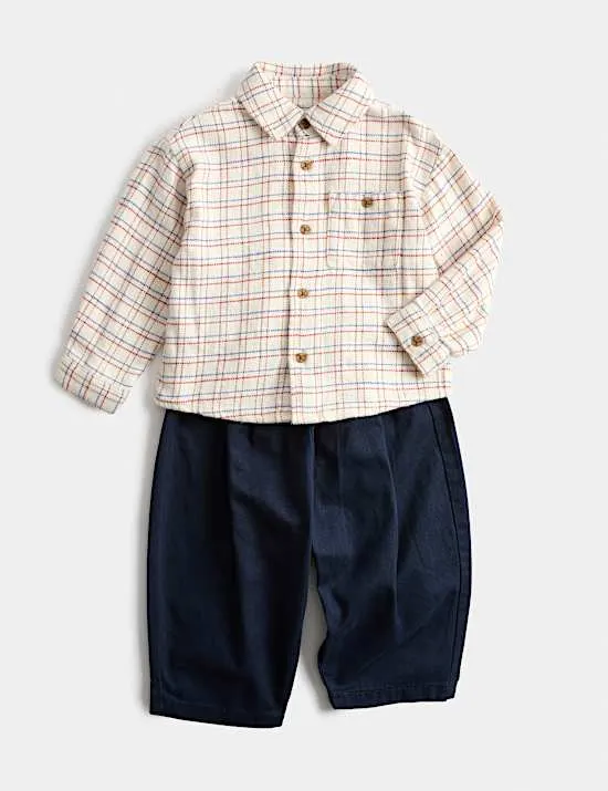 2 Piece Pure Cotton Shirt and Trouser Outfit (0-5 Yrs)