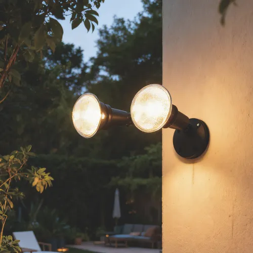 Patriot Lighting® Black Dual Head Outdoor Security Flood Light