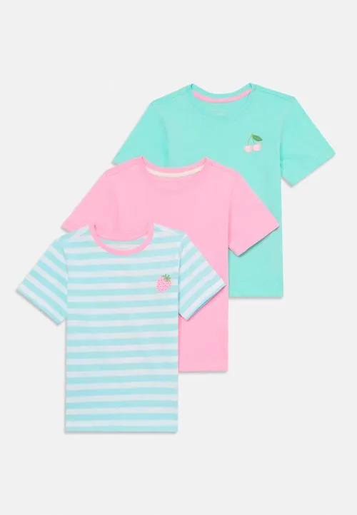3 PACK - T-shirts med print - blue/turquoise/pink