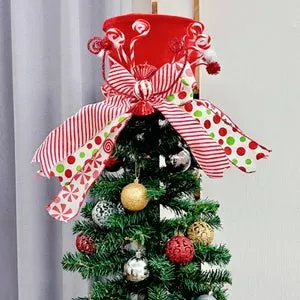 Adorno para la parte superior del árbol de Navidad, adornos navideños, adorno plegable para el árbol de Navidad, suministros navideños, 20 cm