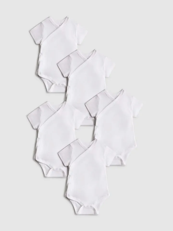 0–36 mois | Lot de 5 bodys cache-cœur côtelés