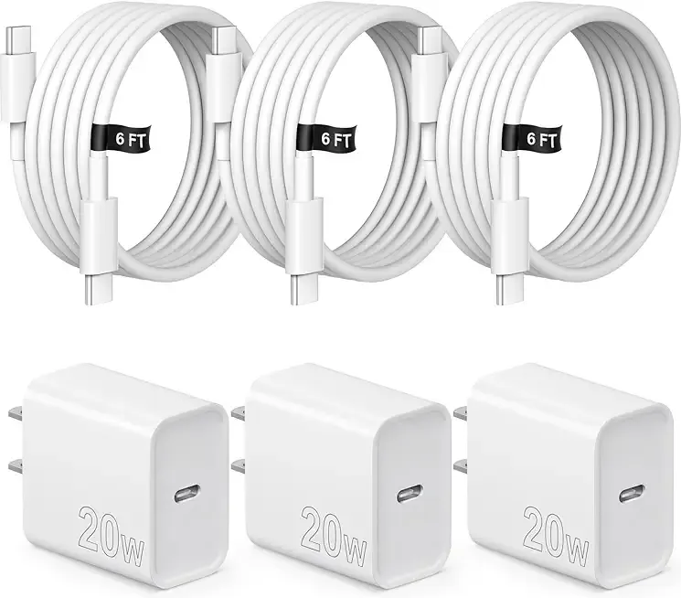 iPhone 17 16 15 Charger Fast Charging 3 Pack USB C Charger Block Type C Chargers 6FT Cord Wall Chargers Compatible with iPhone Air/17/17 Plus/17 Pro/17 Pro Max/16/16 Plus/16 Pro/16 Pro Max/15 Pro Max