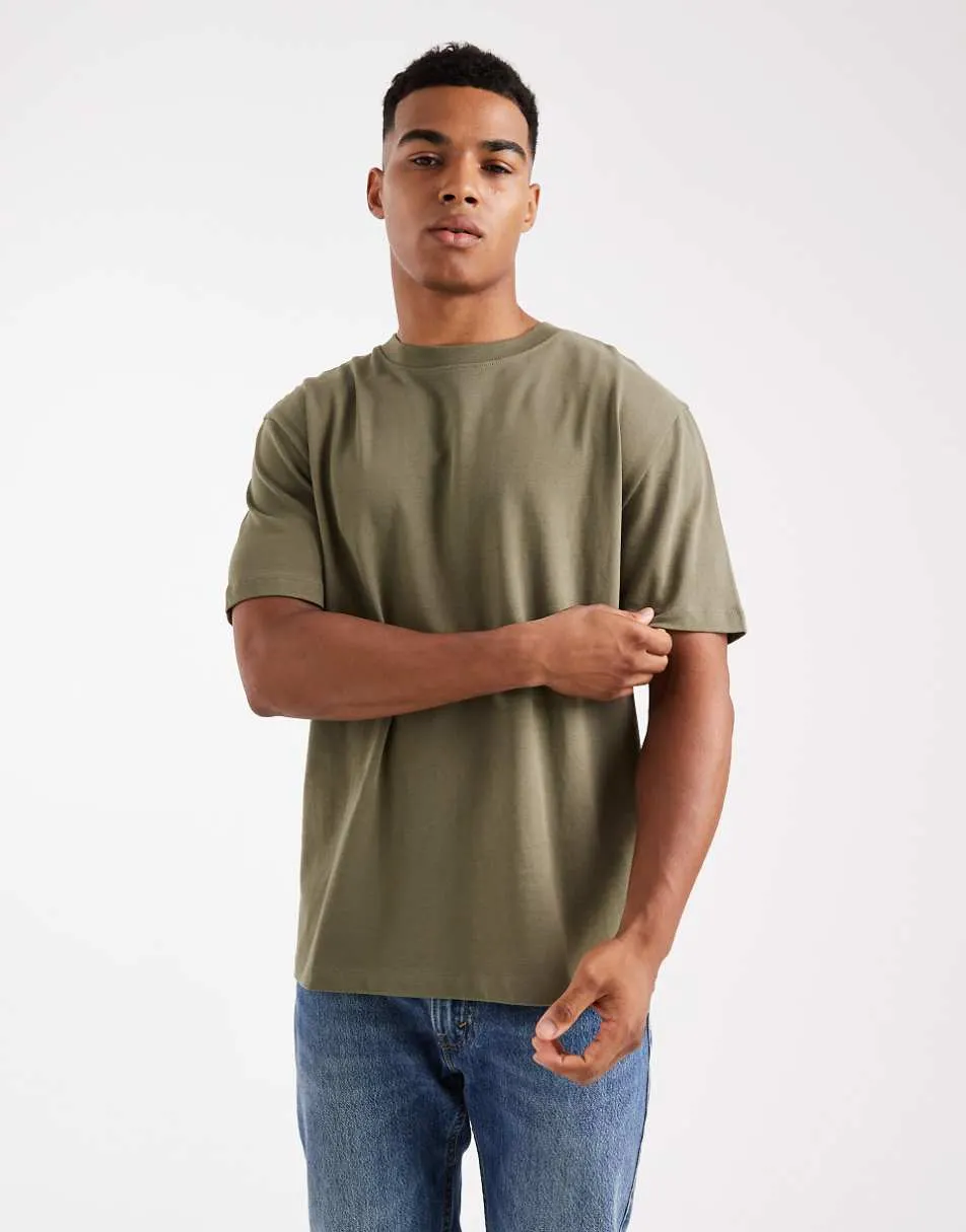 ASOS DESIGN heavyweight relaxed t-shirt in khaki