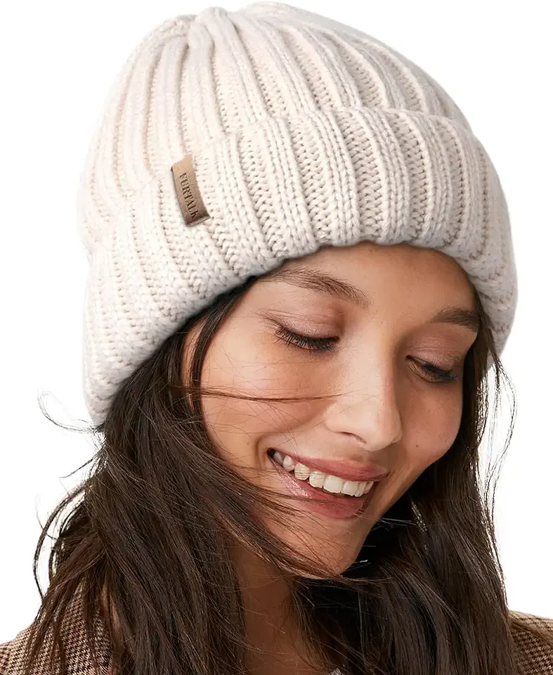 Winter Hats for Women Fleece Lined Beanie Knit Chunky Womens Snow Cap