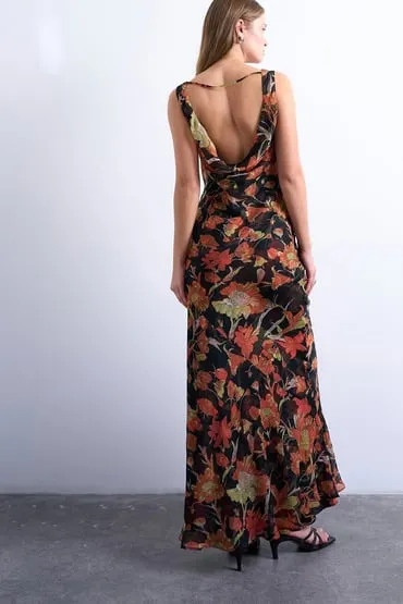 Vestido largo con estampado de flores