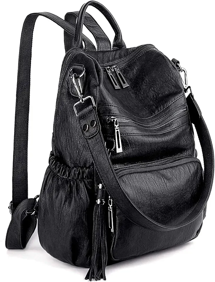 Women Backpack Purse Leather Vegan Ladies Fashion Designer Rucksack Convertible Travel Shoulder Bag with Tassel