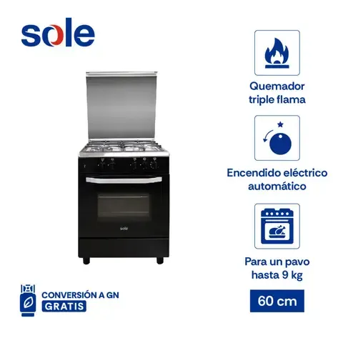 Cocina De Pie A Gas 4 Hornillas Cartagena SOLCO038 Negro