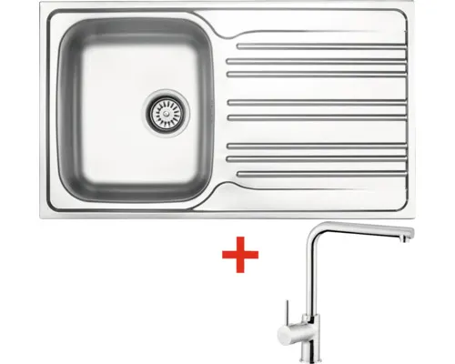 Nerezový dřez s baterií STAR 860 500 x 860 mm + baterie ELKA N72