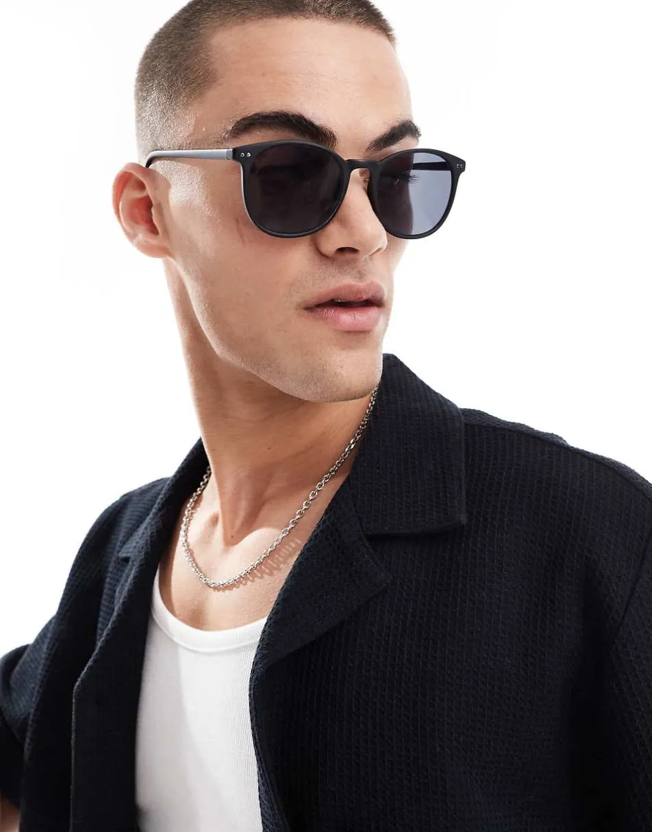ASOS DESIGN sqaure sunglasses with smoke lens and matte black frame