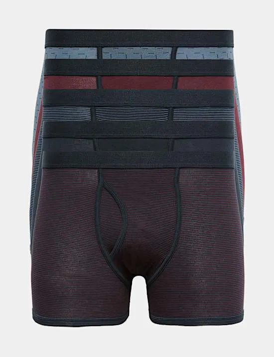 5 Pack Cotton Stretch Striped Trunks