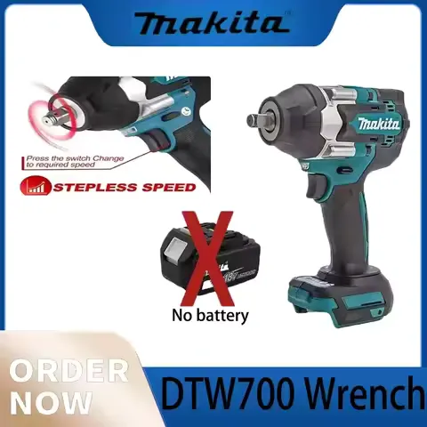 Makita DTW700 18V Brushless Cordless Impact Wrench 1000Nm Torque 1/2" Drive - Durable & High-Performance Power Tool (No Battery)