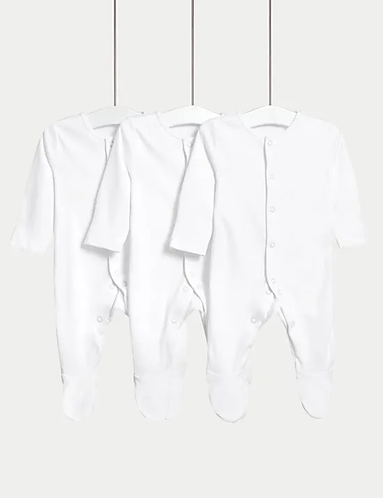 3 Pack Pure Cotton Sleepsuits (5lbs-3 Yrs)