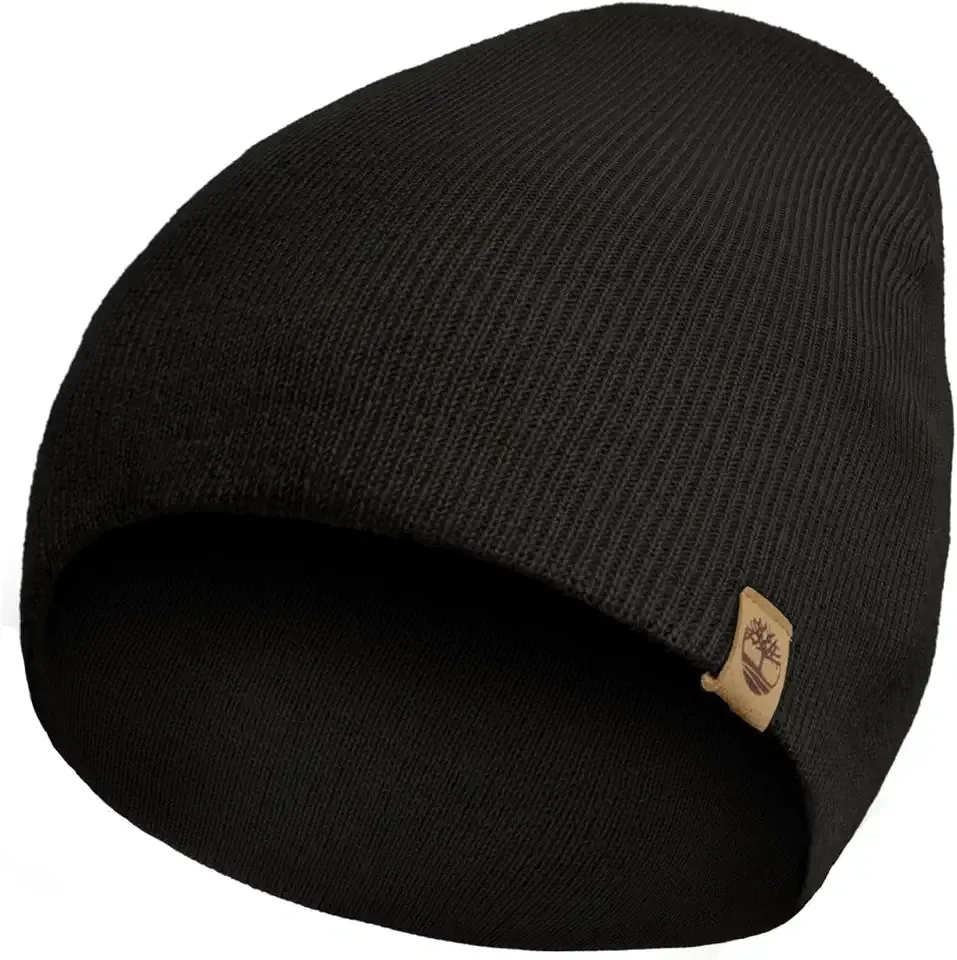 Men’s Ribbed Pull-On No Cuff Beanie - Soft Rib Knit Winter Hat, Stretch Fit, Warm Classic Look, Suede Logo Clip
