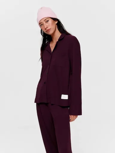 Plum Waffle Long Sleeve Shirt
