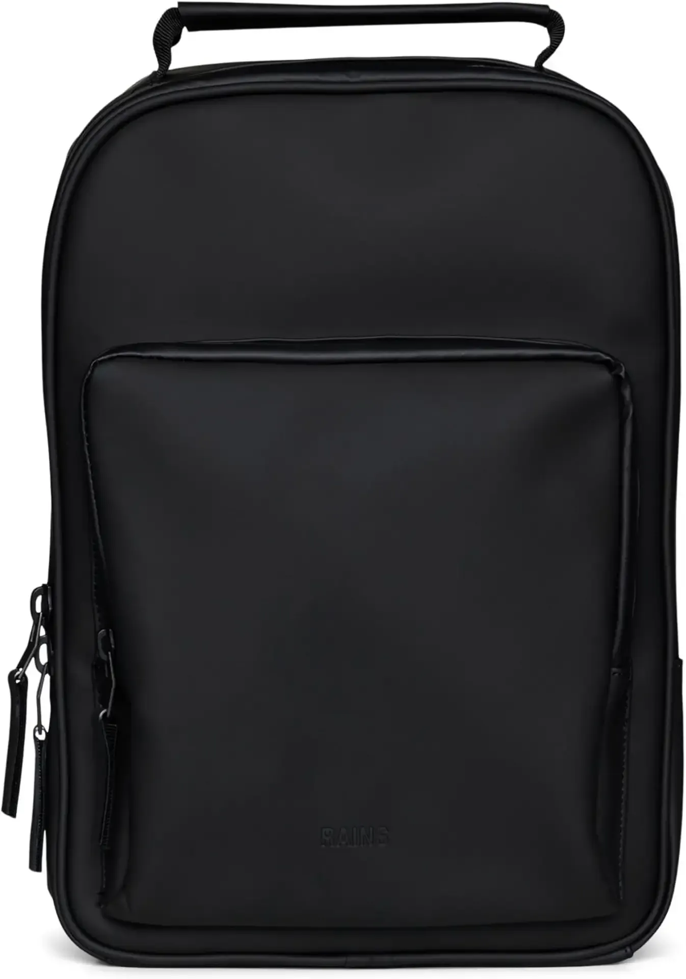 RAINS Book Daypack Large Waterproof Laptop Backpack for Men, Commuter | Minimalist commuter backpack in Rains' waterproof PU fabric; padded laptop bag fits up to 16 in, made for work and travel