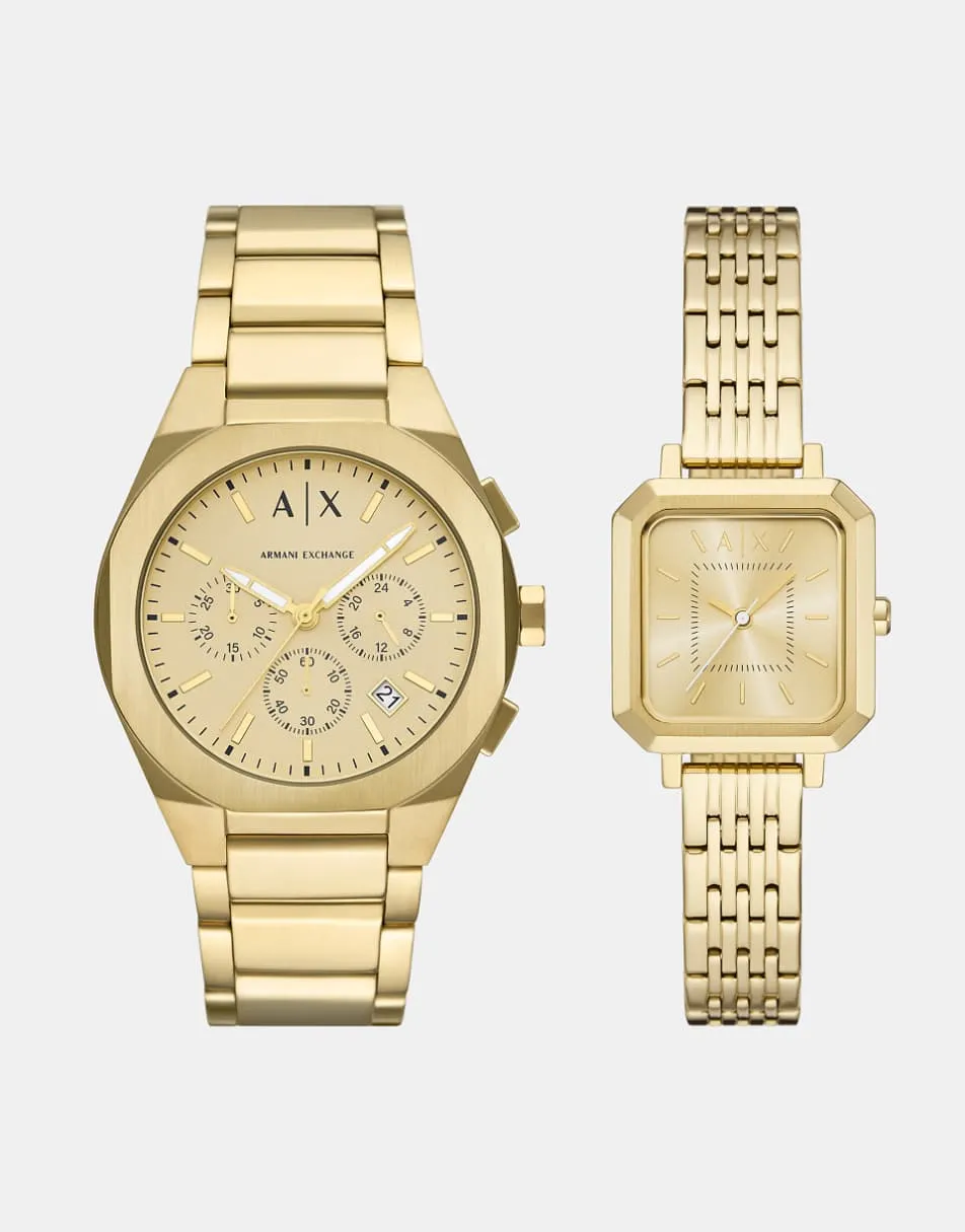Armani Exchange Men quartz/chrono sync, gold stainless steel in gold