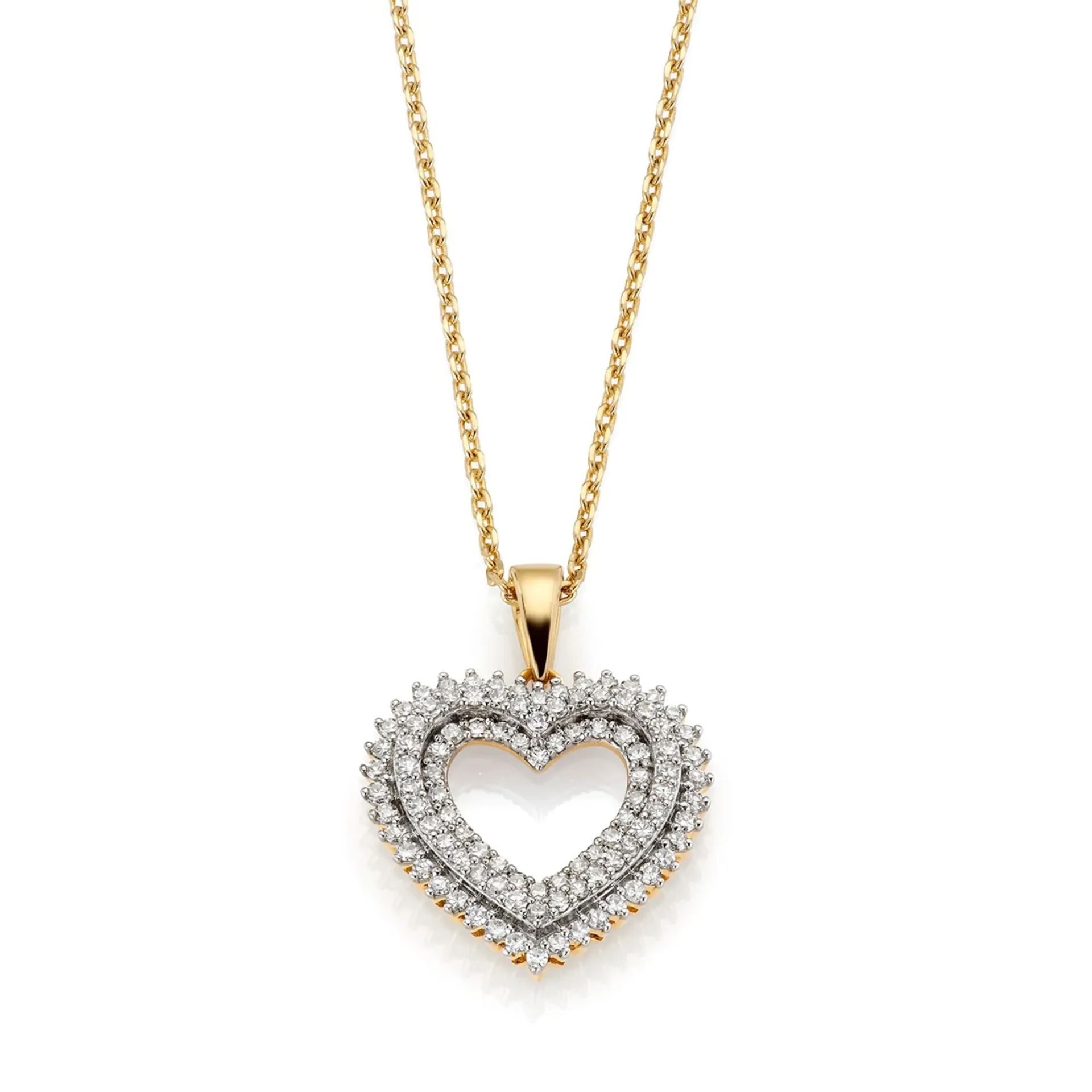 Diamantsmykke med hjerte i 585 gult gull 0,40 ct
