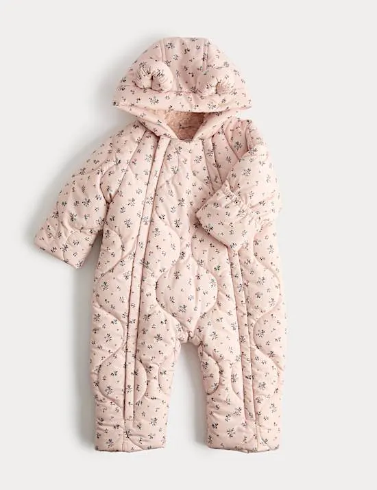 Schneeanzug mit lustigem Blumenprint (0–3 Jahre)