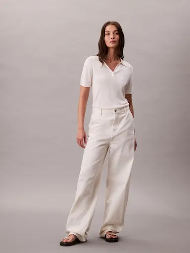 Calvin Klein Trouser Barrel In Ecru