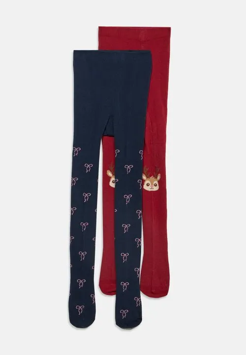 NMFVICHRISTMAS 2 PACK - Strømpebukser - navy blazer/red dahlia