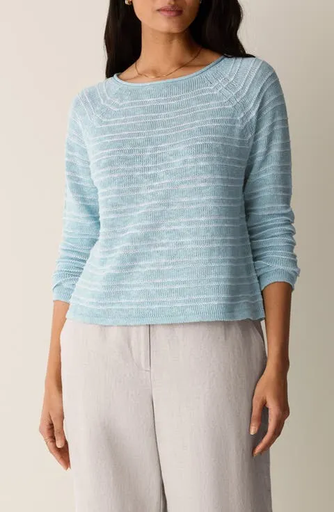 Eileen Fisher Bateau Neck Stripe Sweater