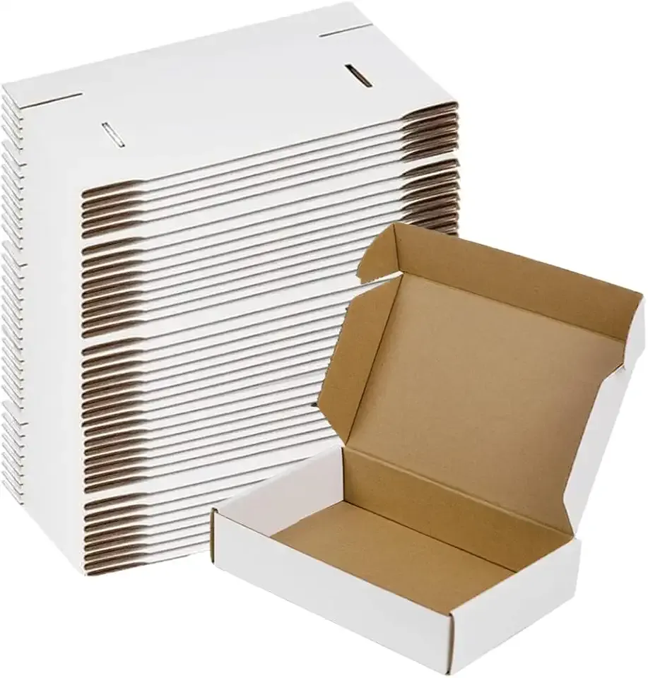 50 Pack 9x6x2 Shipping Boxes, White Corrugated Cardboard Packaging Box for Small Business