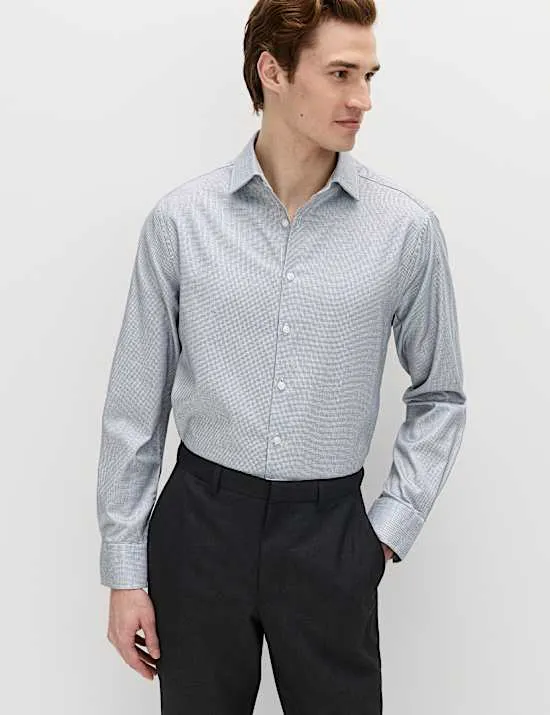 Regular Fit Pure Cotton Textured Luxury Shirt