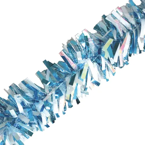 Enchanted Forest® 8' Blue & Iridescent Thick Tinsel Christmas Garland
