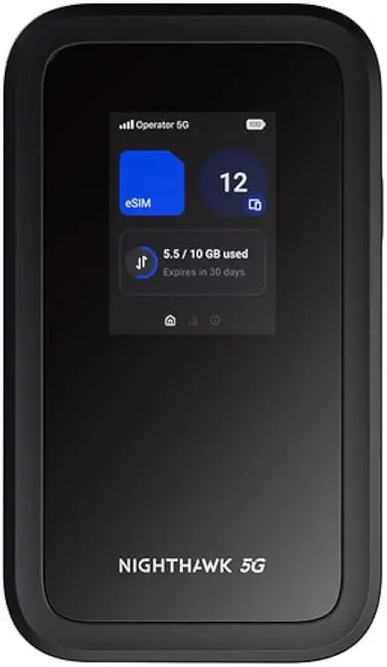 NETGEAR Nighthawk 5G Mobile Hotspot M7 with eSIM or SIM | Portable WiFi 7 Router for Travel in 140+ Countries | Supports 32 Devices | Unlocked 5G/4G LTE | 3.6Gbps Speed | AT&T, T-Mobile (MH7150)
