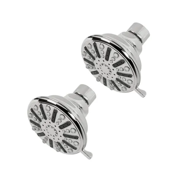 Glacier Bay 3-​Spray Patterns 3.​5 in.​ Single Wall Mount Fixed Shower Head in Chrome (2-​Pack)​
