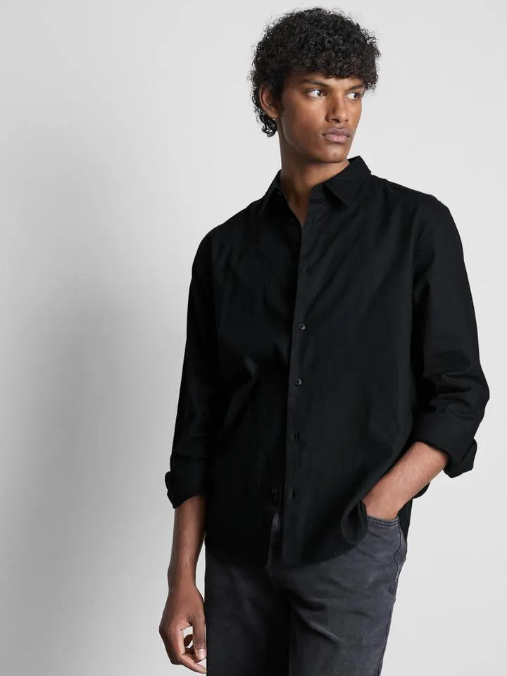 Chemise à manches longues en lin mélangé