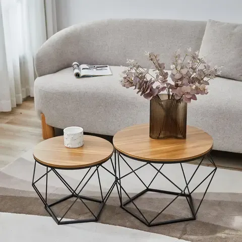 Set 2 Mesas Auxiliar Negro 50x50x40 cm