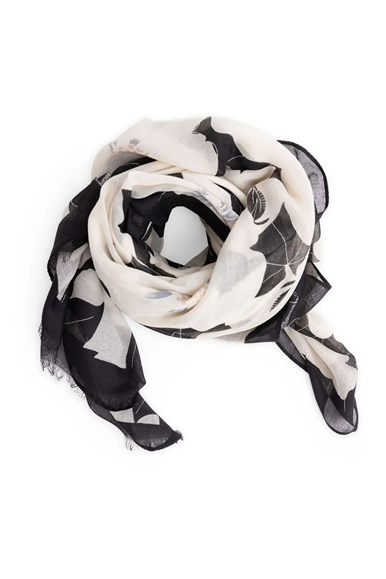 Zwart/witte sjaal met bloemen