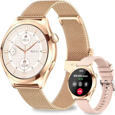 Smartwatch Damen 1,27" Klein Rund mit Telefonfunktion, 120+ Sportmodi, Menstruationszyklus & Herzfrequenz, IP68 Fitnessuhr Fitness Tracker für iOS & A