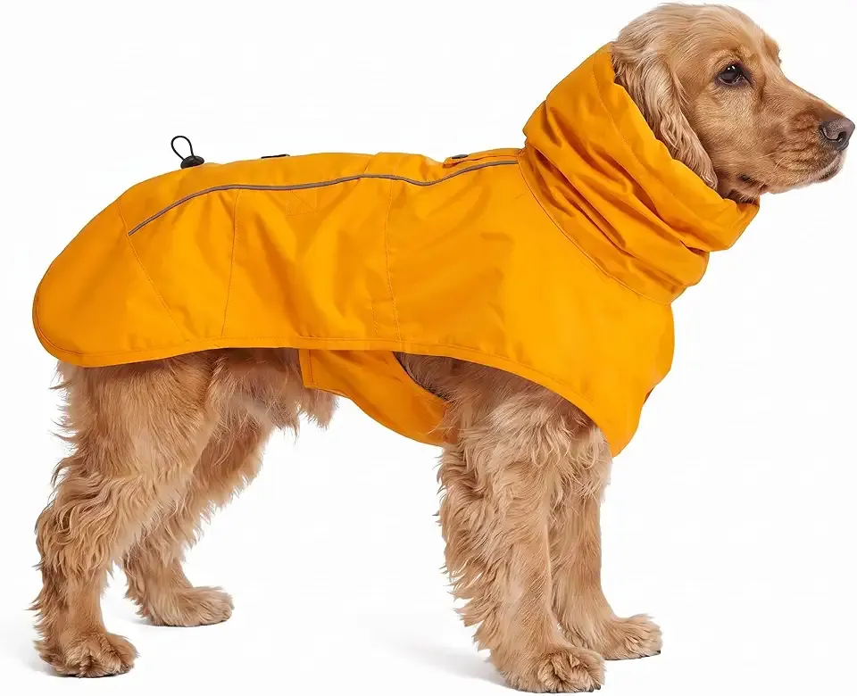 Spark Paws Dog Raincoat - Waterproof Rain Jacket w/Hood, Full Coverage