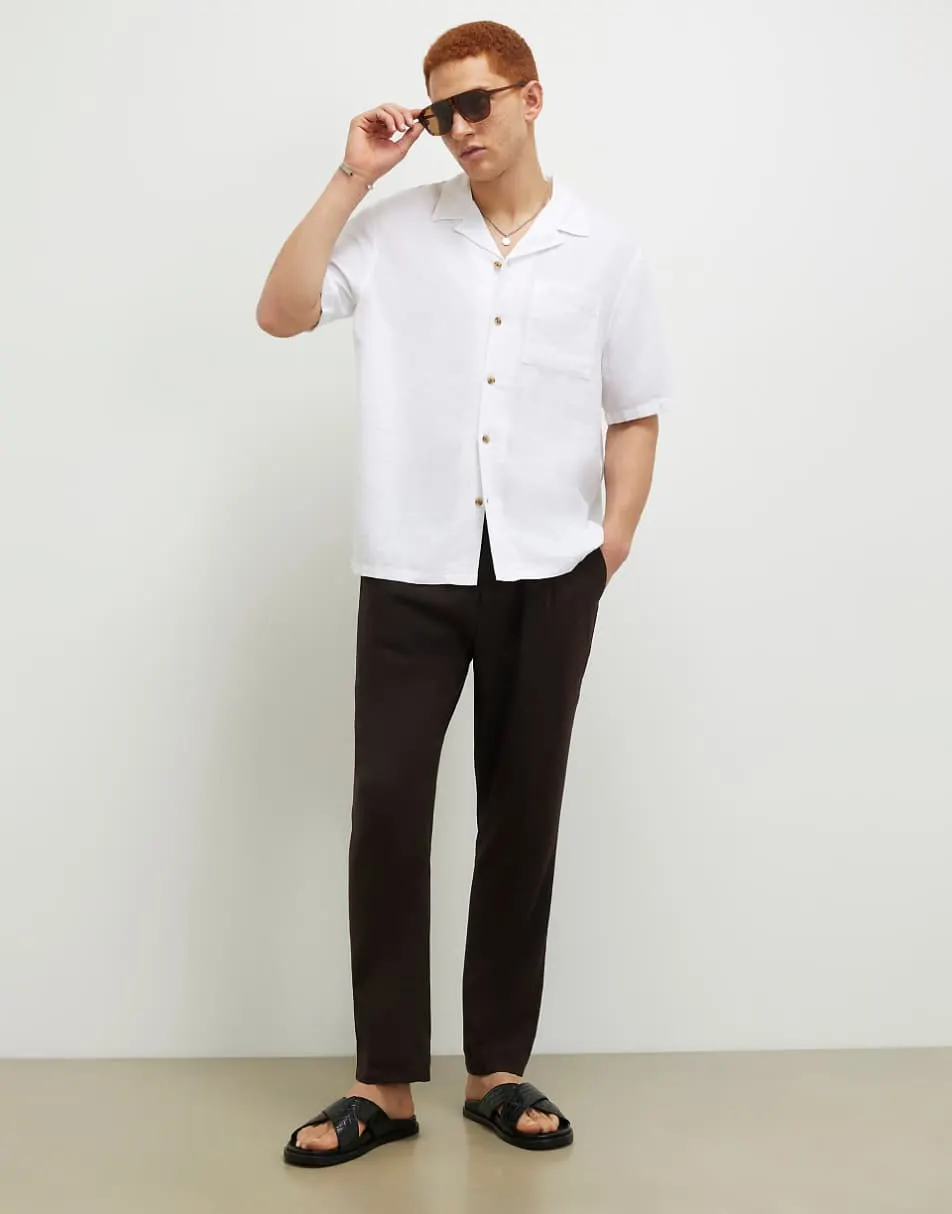 River Island Regular fit linen blend shirt in white