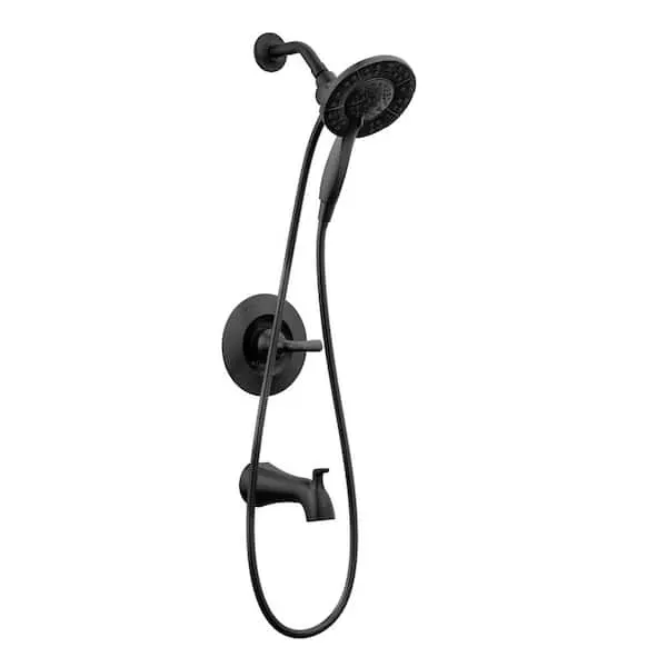 Delta Arvo In2ition 2-​in-​1 Rough Included Single-​Handle 4-​Spray Tub and Shower Faucet 1.​75 GPM in Matte Black Valve Included