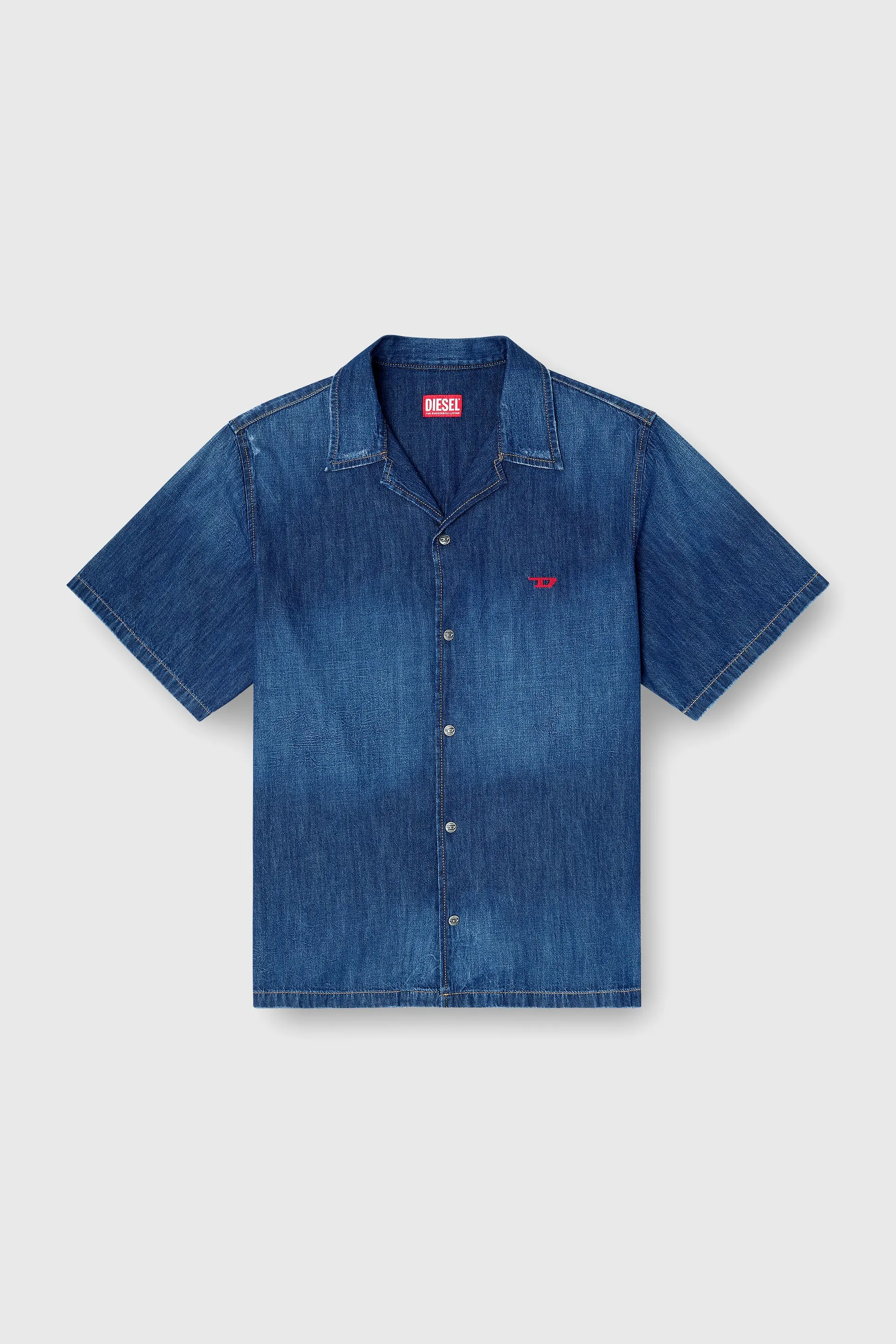 Denim short-sleeve shirt
