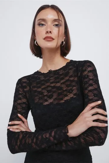 Vestido midi lace asimétrico