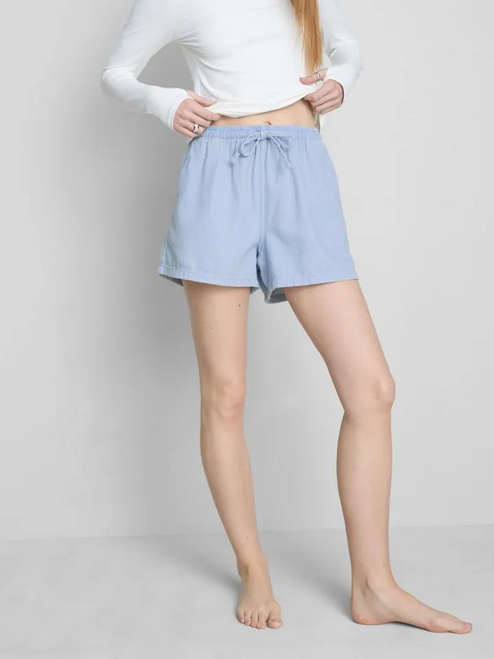 Short style jogging en denim de coton