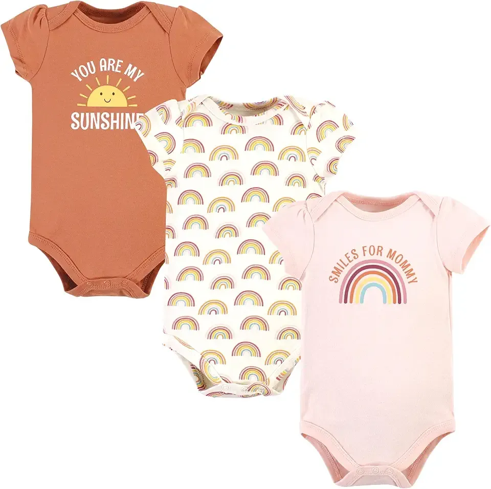 Unisex Baby Cotton Bodysuits, Sunshine Rainbows, Newborn