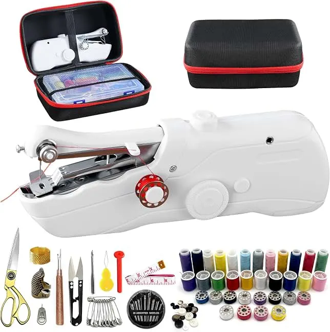 Handheld Sewing Machine with Black Storage Case and 109-Piece Sewing Kit, Mini Portable Cordless Hand Sewing Machine, Ideal for Adults &…
